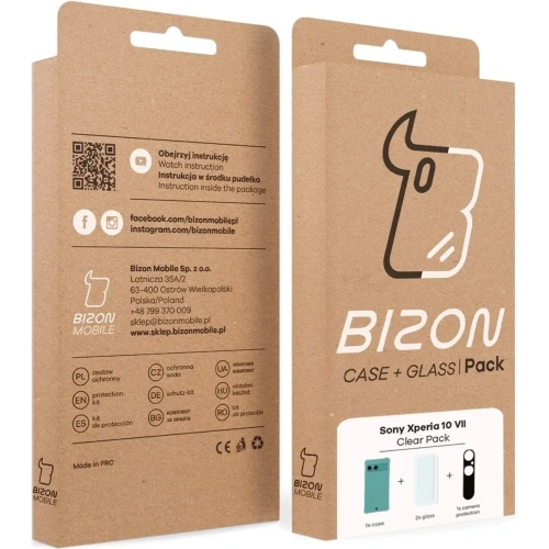 Etui + 2x szkło hartowane + szkiełko na obiektyw Bizon Case Clear Pack do Sony Xperia 10 VII