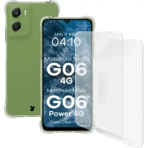 Elastyczne etui + 2x folia na ekran Bizon Case Clear Pack do Motorola Moto G06 4G / G06 Power 4G