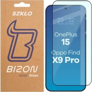Szkło hartowane Bizon Glass Edge 2 do Oppo Find X9 Pro / OnePlus 15 czarna ramka