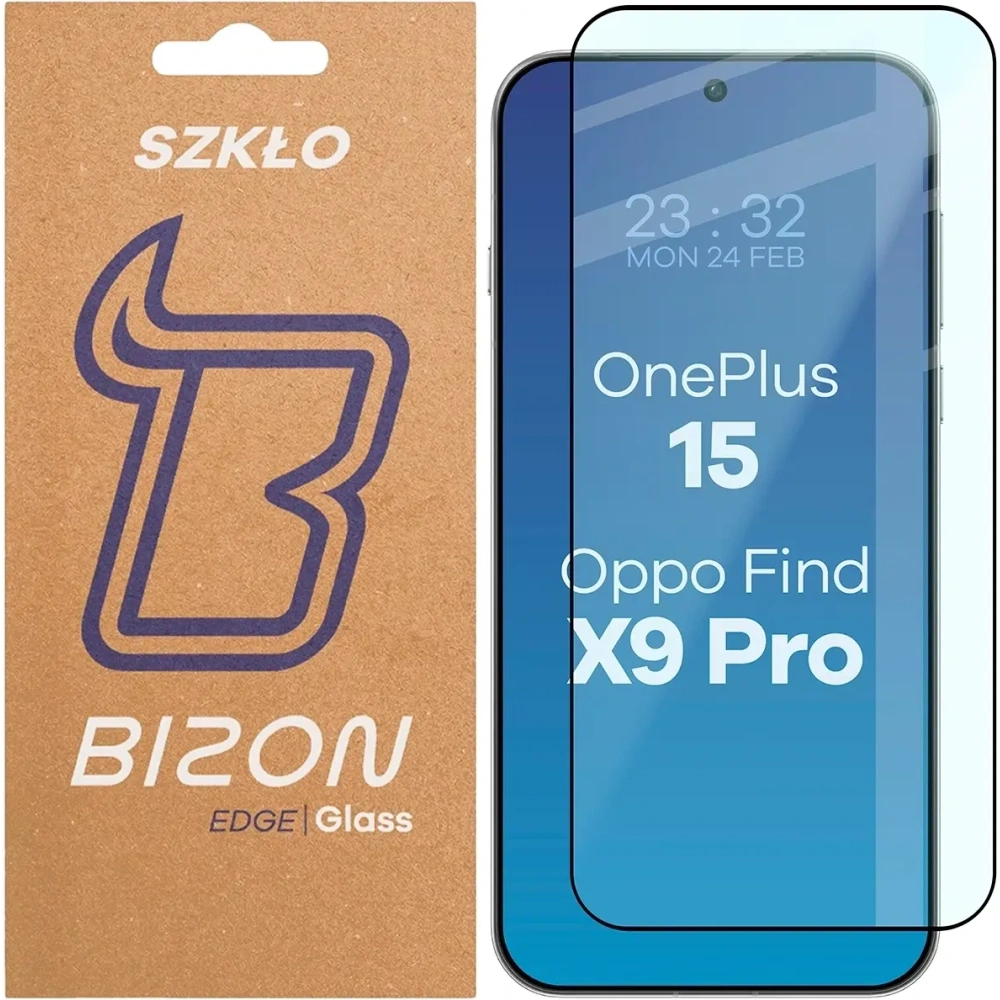 Szkło hartowane Bizon Glass Edge 2 do Oppo Find X9 Pro / OnePlus 15 czarna ramka