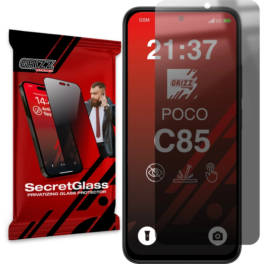 Matowe szkło prywatyzujące GrizzGlass SecretGlass do Xiaomi Poco C85 4G
