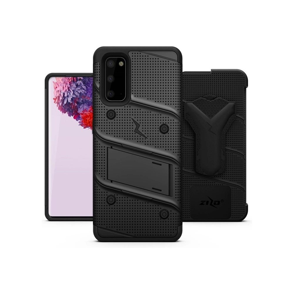 Hurtownia GSM - Pancerne etui Zizo Bolt Cover Samsung Galaxy S20 a základna & držák na pásek (Černá/Černá) - ZIZ027BLK - {ean13} - Hurt