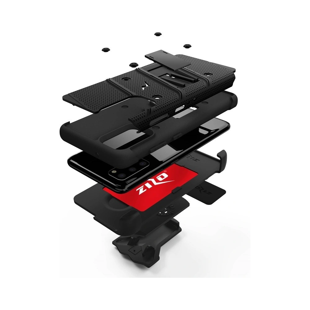 Hurtownia GSM - Pancerne etui Zizo Bolt Cover Samsung Galaxy S20 a základna & držák na pásek (Černá/Černá) - ZIZ027BLK - {ean13} - Hurt