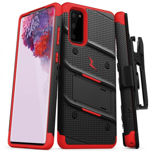 Zizo Distributor - 888488323237 - ZIZ028BLKRED - Zizo Bolt Cover - Case for Samsung Galaxy S20 & Kickstand and Holster (Black/Red) - B2B homescreen