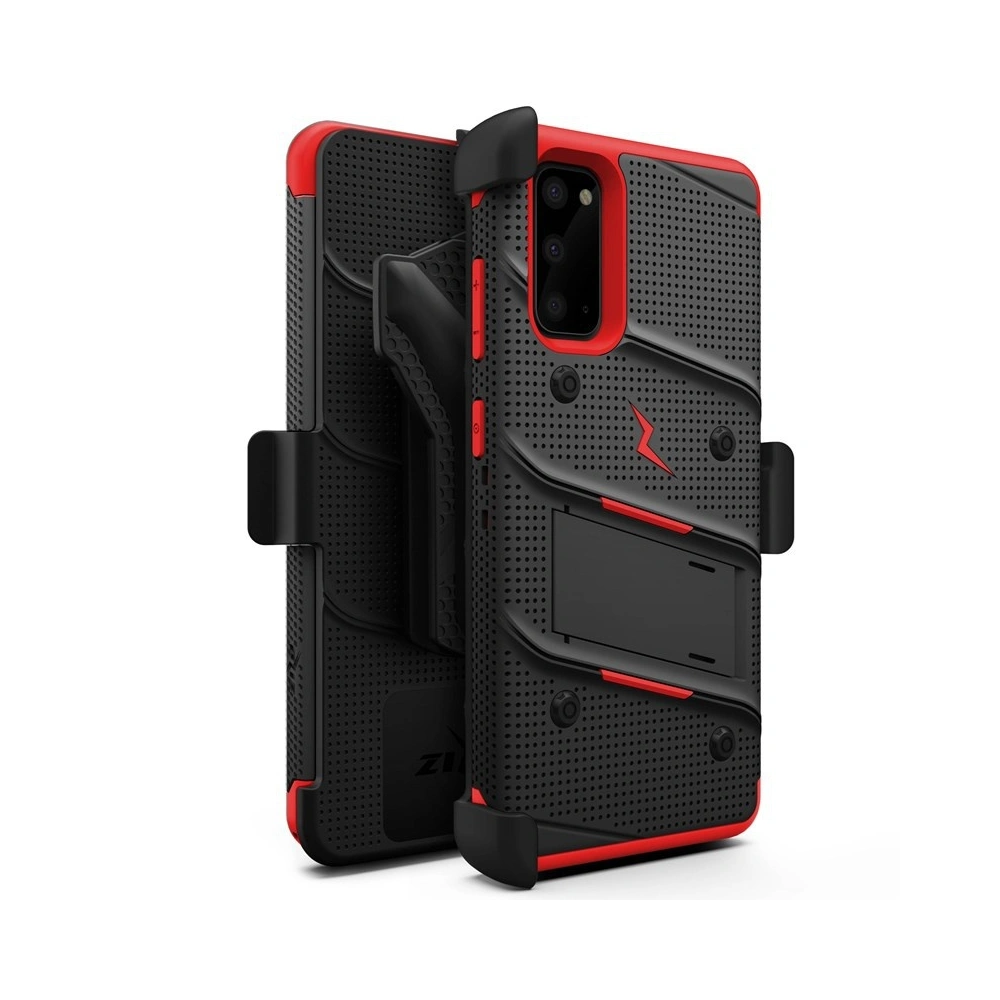 Hurtownia GSM - Pancerne etui Zizo Bolt Cover Samsung Galaxy S20 oraz podstawka & uchwyt do paska (Black/Red) - ZIZ028BLKRED - {ean13} - Hurt