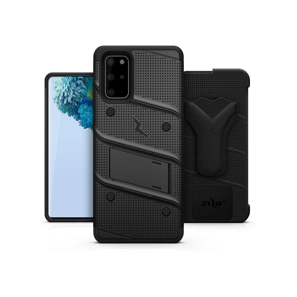 Hurtownia GSM - Pancéřové pouzdro Zizo Bolt Cover Samsung Galaxy S20+ Plus a stojánek & držák na pás (Černá/Černá) - ZIZ031BLK - {ean13} - Hurt