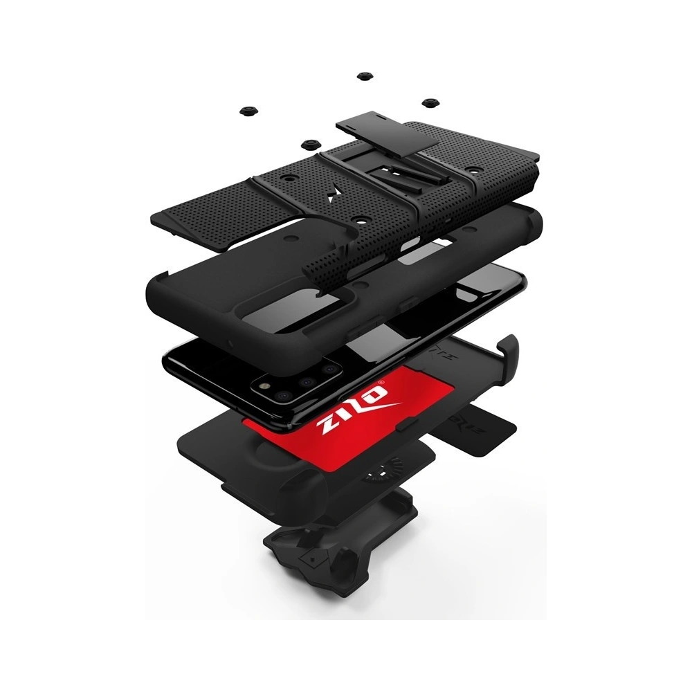 Wholesale Zizo Bolt Cover - Case for Samsung Galaxy S20+ & Kickstand and Holster (Black/Black) - ZIZ031BLK - {ean13} - Hurt