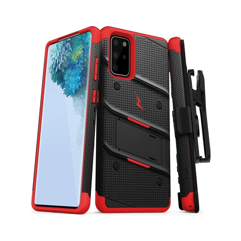 Hurtownia GSM - Pancéřové pouzdro Zizo Bolt Cover Samsung Galaxy S20+ Plus a stojánek & držák na pásek (Černá/Červená) - ZIZ032BLKRED - {ean13} - Hurt
