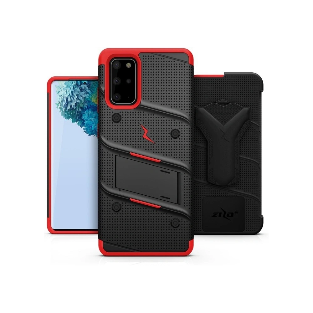 Hurtownia GSM - Pancéřové pouzdro Zizo Bolt Cover Samsung Galaxy S20+ Plus a stojánek & držák na pásek (Černá/Červená) - ZIZ032BLKRED - {ean13} - Hurt