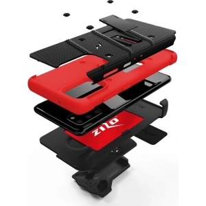 Wholesale Zizo Bolt Cover - Case for Samsung Galaxy S20+ & Kickstand and Holster (Black/Red) - ZIZ032BLKRED - {ean13} - Hurt