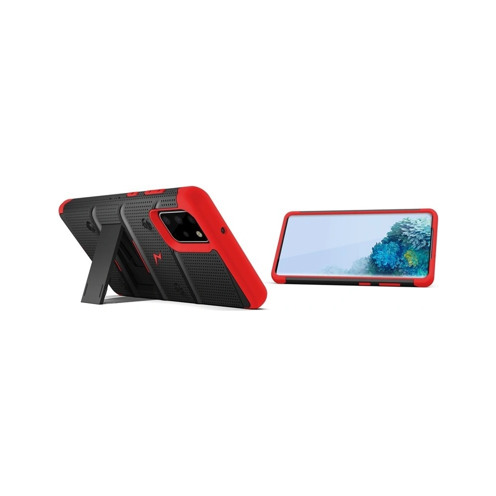 Hurtownia GSM - Pancéřové pouzdro Zizo Bolt Cover Samsung Galaxy S20+ Plus a stojánek & držák na pásek (Černá/Červená) - ZIZ032BLKRED - {ean13} - Hurt