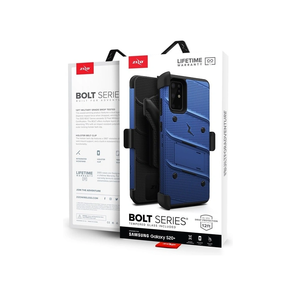 Hurtownia GSM - Pancéřové pouzdro Zizo Bolt Cover Samsung Galaxy S20+ Plus a stojánek & držák na pásek (Blue/Black) - ZIZ033BLUBLK - {ean13} - Hurt