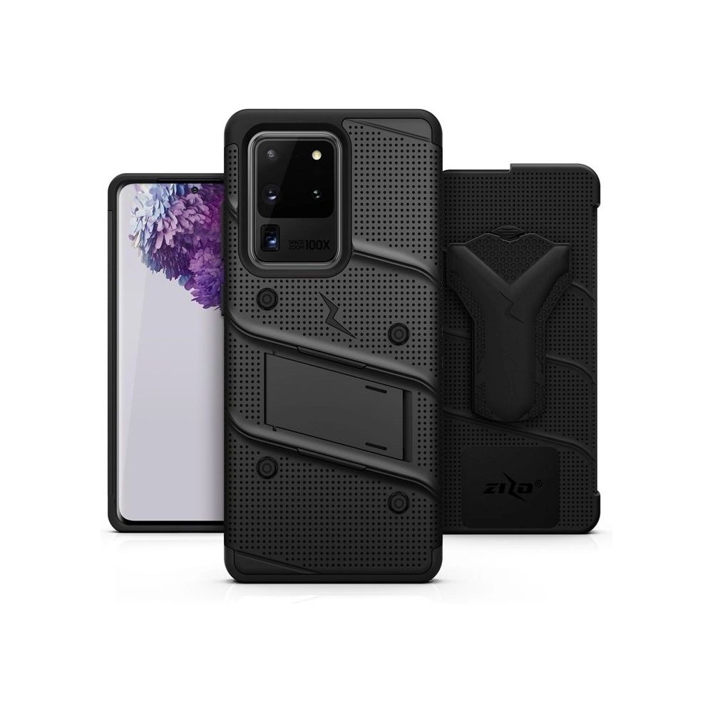 Hurtownia GSM - Pancerne etui Zizo Bolt Cover Samsung Galaxy S20 Ultra oraz podstawka & uchwyt do paska (Black/Black) - ZIZ035BLK - {ean13} - Hurt
