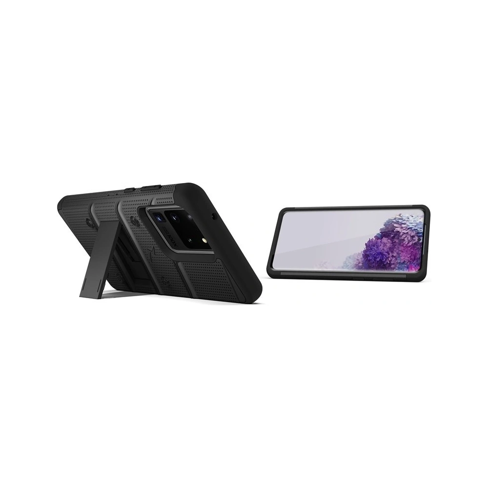 Hurtownia GSM - Pancerne etui Zizo Bolt Cover Samsung Galaxy S20 Ultra oraz podstawka & uchwyt do paska (Black/Black) - ZIZ035BLK - {ean13} - Hurt