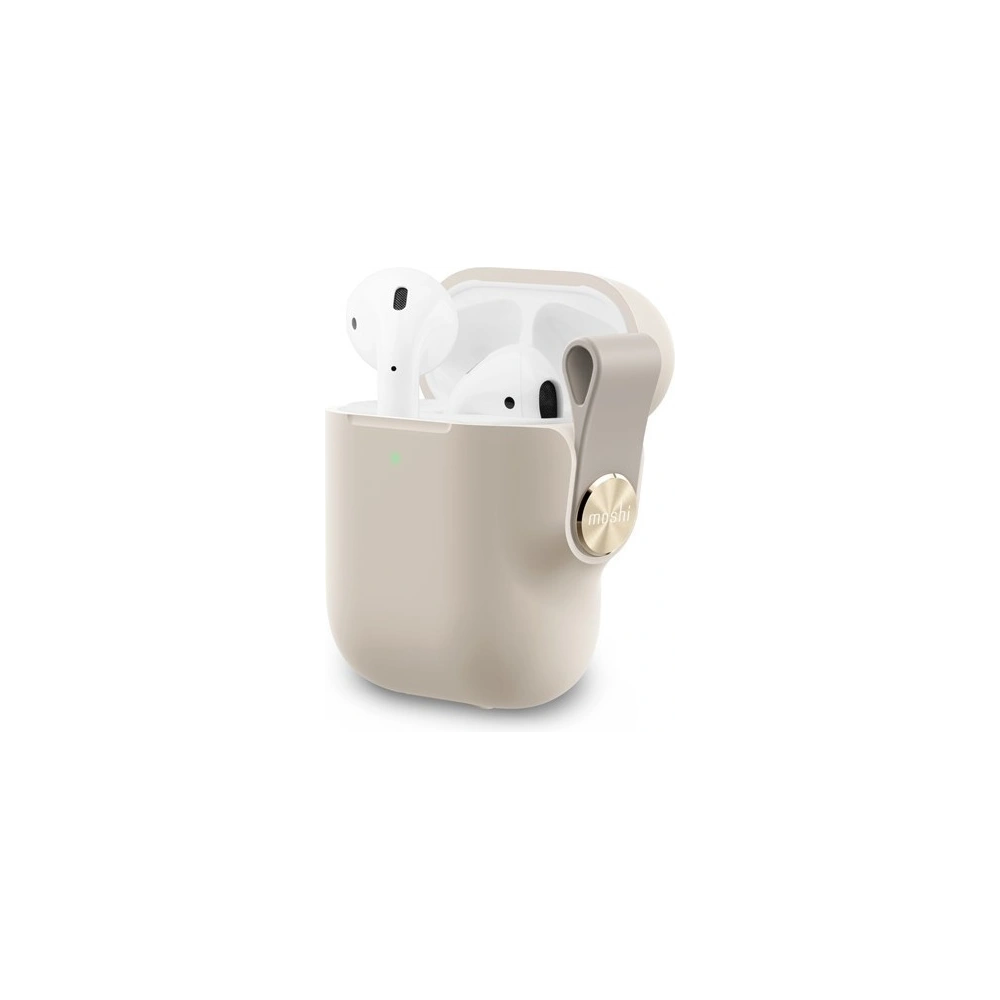Wholesale Moshi Pebbo Case for AirPods with Detachable Wrist Strap and LintGuard™ Protection - Savanna Beige - MOSH073BEI - {ean13} - Hurt