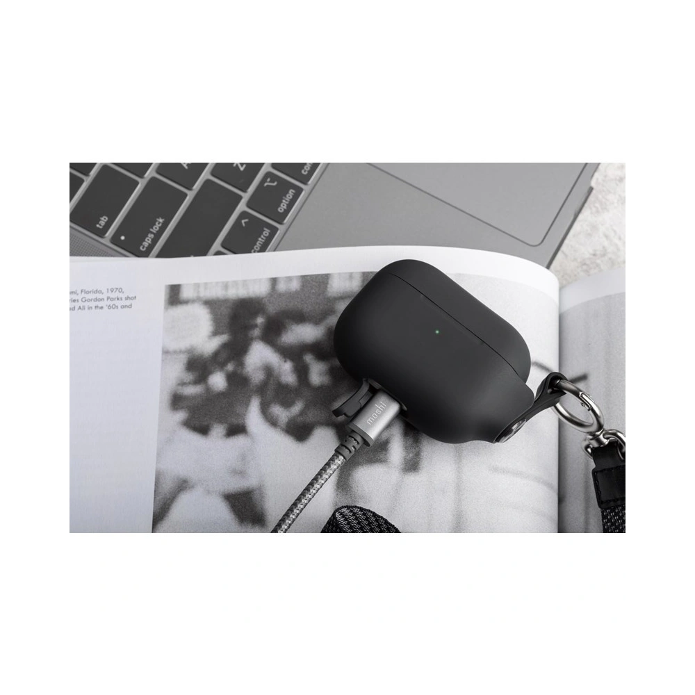 Hurtownia GSM - Etui Moshi Pebbo Apple AirPods Pro s odnímatelným náramkem (Shadow Black) - MOSH075BLK - {ean13} - Hurt
