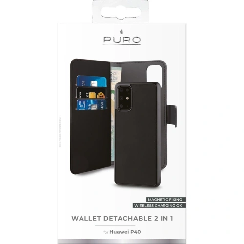 Etui PURO Wallet Detachable 2w1 Huawei P40 (czarny)