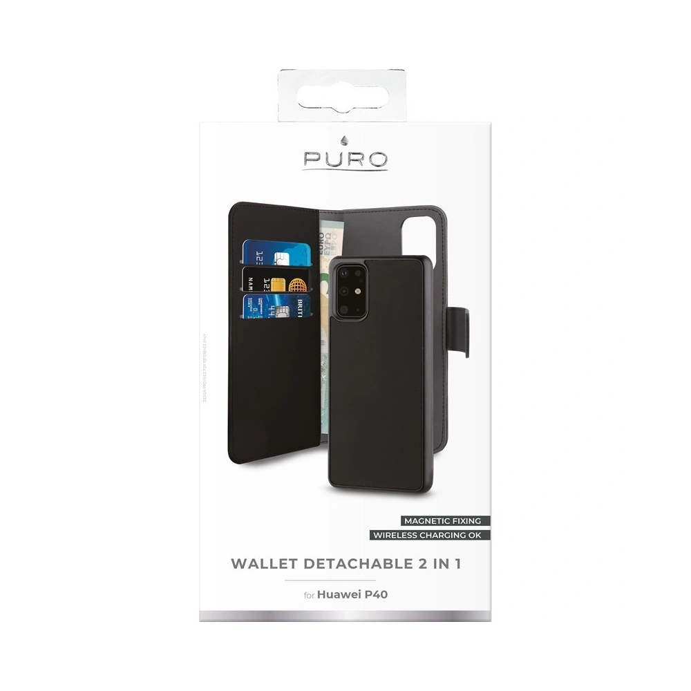 Hurtownia GSM - Etui PURO Wallet Odnímatelný 2w1 Huawei P40 (černý) - PUR235BLK - {ean13} - Hurt