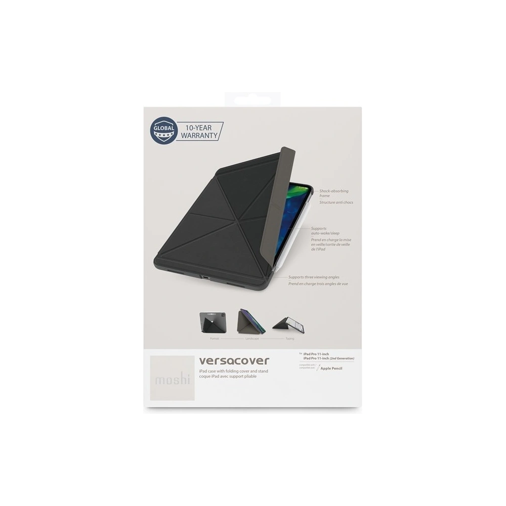 Hurtownia GSM - Etui Moshi VersaCover origami Apple iPad Pro 11 2018/2020 (1. a 2. generace) s nabíjením Apple Pencil (Charcoal Black) - MOSH082BLK - {ean13} - Hurt