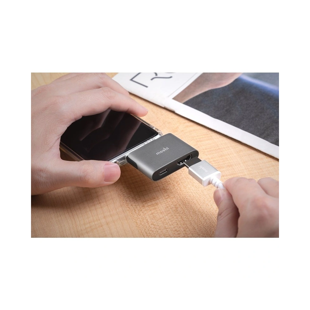 Hurtownia GSM - Adaptér Moshi USB-C na HDMI 4K a HDR s podporou nabíjení Power Delivery 60W (Titanium Gray) - MOSH081GRY - {ean13} - Hurt