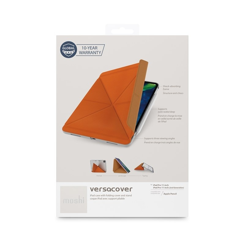 Moshi Distributor - 4713057259296 - MOSH084ORG - Moshi VersaCover - Origami Folding Case & Stand for iPad Pro 11 (2020/2018) with Apple Pencil holder (Sienna Orange) - B2B homescreen