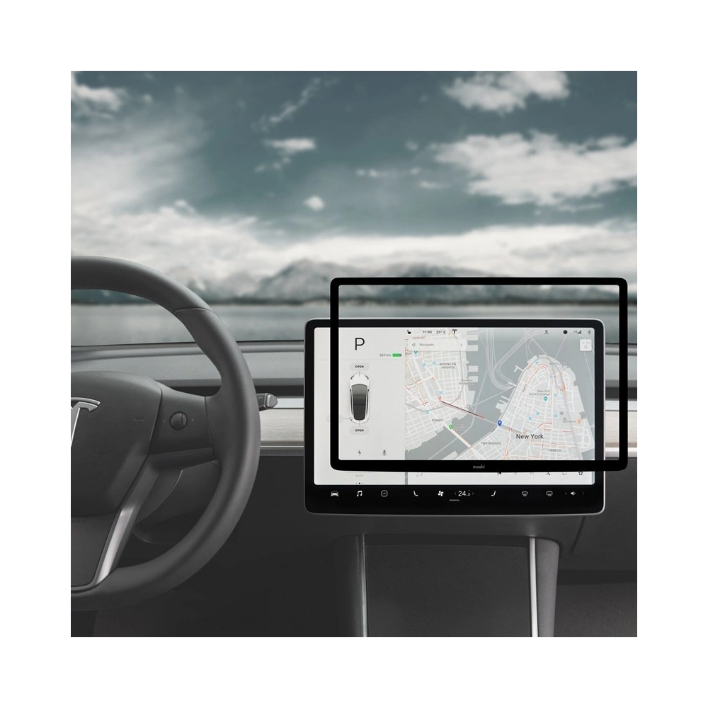 Hurtownia GSM - Matná ochranná fólie na obrazovku centrální konzole Moshi iVisor AG Tesla Model 3 (Černá/Průhledná matná) - MOSH086BLK - {ean13} - Hurt