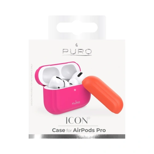 Etui PURO ICON Fluo Case Apple AirPods Pro z dodatkową osłonką (Fluo Fuchsia + Fluo Orange Cap)