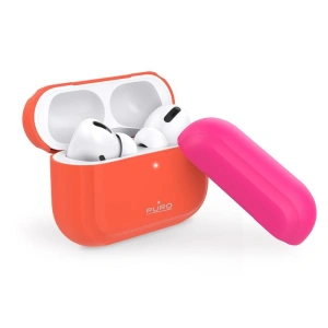 Etui PURO ICON Fluo Case Apple AirPods Pro cu husă suplimentară (Fluo Orange + Fluo Fuchsia Cap)