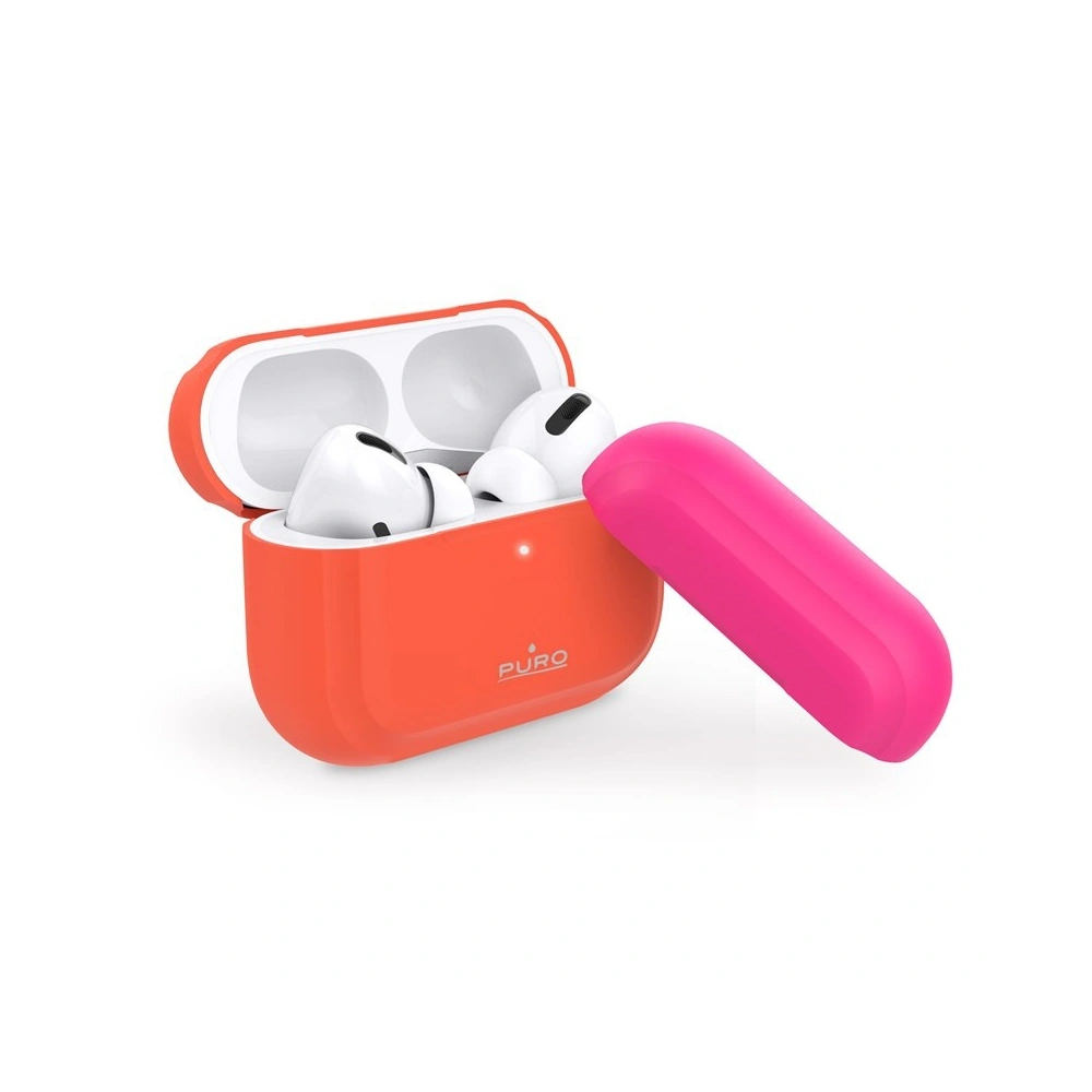 Hurtownia GSM - Etui PURO ICON Fluo Case Apple AirPods Pro s dodatečným krytem (Fluo Orange + Fluo Fuchsia Cap) - PUR249ORG - {ean13} - Hurt