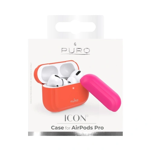 Etui PURO ICON Fluo Case Apple AirPods Pro z dodatkową osłonką (Fluo Orange + Fluo Fuchsia Cap)