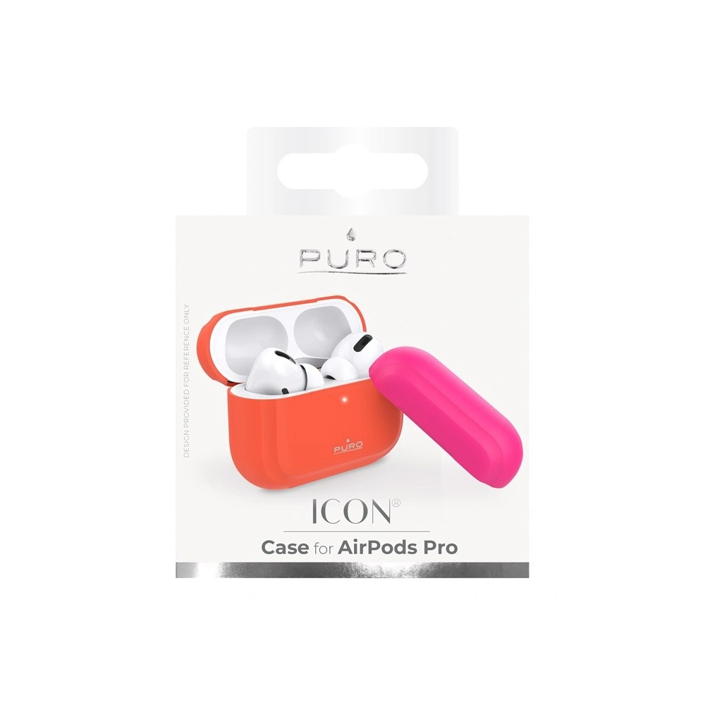 Hurtownia GSM - Etui PURO ICON Fluo Case Apple AirPods Pro s dodatečným krytem (Fluo Orange + Fluo Fuchsia Cap) - PUR249ORG - {ean13} - Hurt