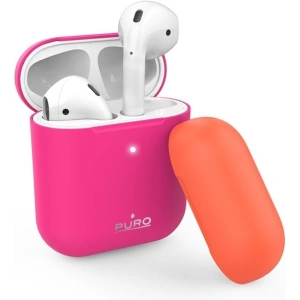 Etui PURO ICON Fluo Case Apple AirPods 1/2 z dodatkową osłonką (Fluo Fucsia + Fluo Orange Cap)