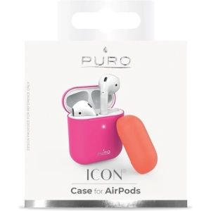 Etui PURO ICON Fluo Case Apple AirPods 1/2 z dodatkową osłonką (Fluo Fucsia + Fluo Orange Cap)