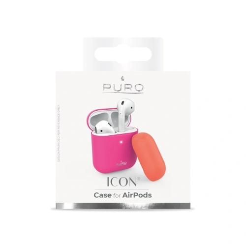 Etui PURO ICON Fluo Case Apple AirPods 1/2 z dodatkową osłonką (Fluo Fucsia + Fluo Orange Cap)
