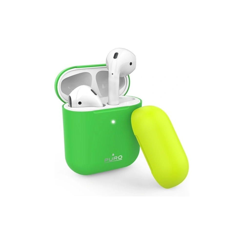 Hurtownia GSM - Etui PURO ICON Fluo Case Apple AirPods 1/2 s dodatečným krytem (Fluo Green + Fluo Yellow Cap) - PUR252GRN - {ean13} - Hurt