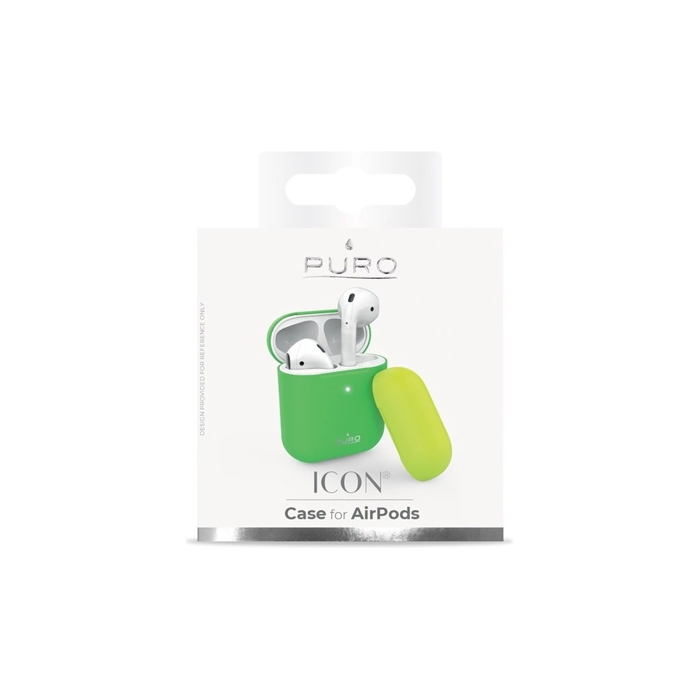 Hurtownia GSM - Etui PURO ICON Fluo Case Apple AirPods 1/2 s dodatečným krytem (Fluo Green + Fluo Yellow Cap) - PUR252GRN - {ean13} - Hurt