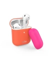 Etui PURO ICON Fluo Case Apple AirPods 1/2 cu o husă suplimentară (Fluo Orange + Fluo Fuchsia Cap)