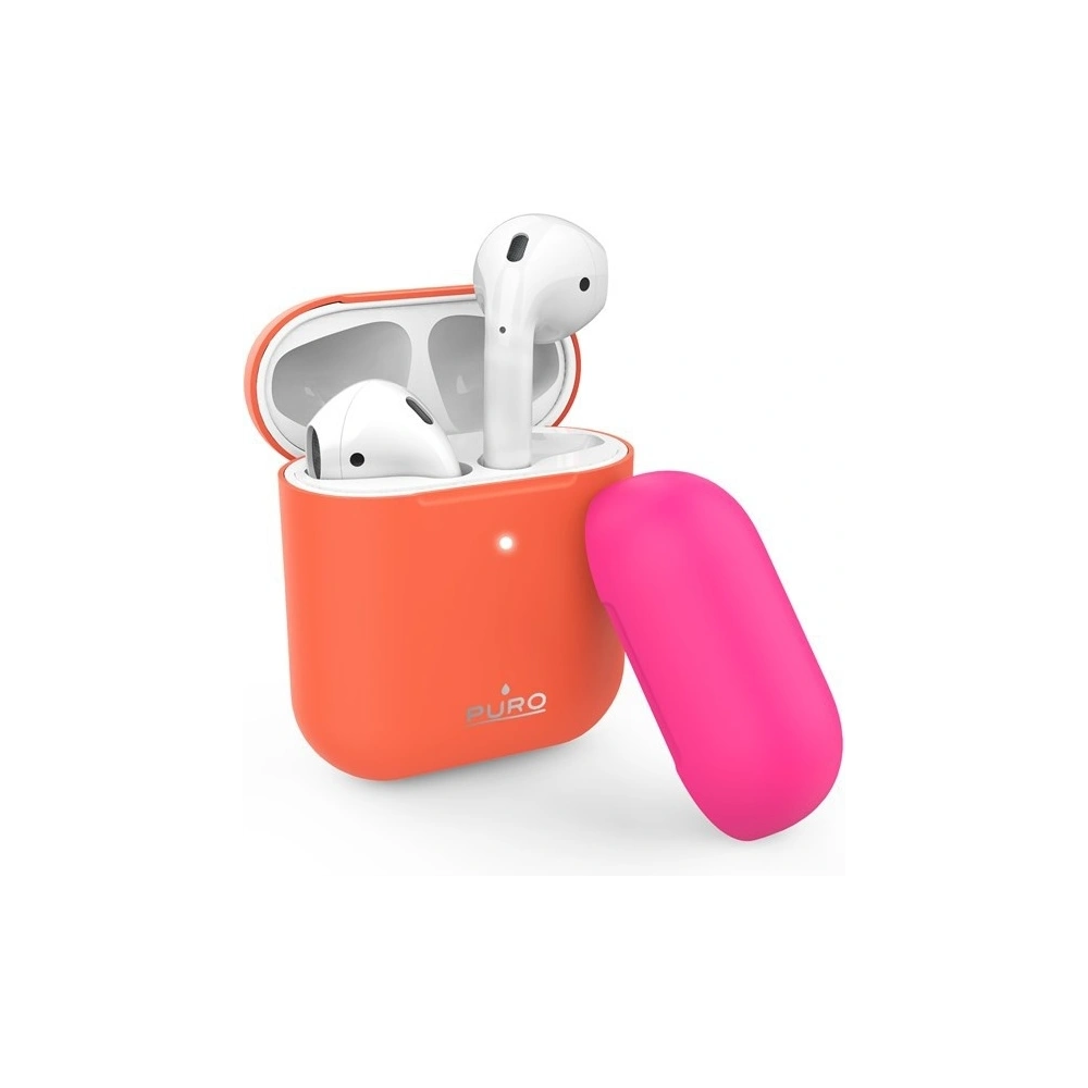 Hurtownia GSM - Etui PURO ICON Fluo Case Apple AirPods 1/2 s dodatečným krytem (Fluo Orange + Fluo Fuchsia Cap) - PUR253ORG - {ean13} - Hurt