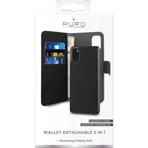 Etui PURO Wallet Detachable 2w1 Samsung Galaxy A41 (czarny)