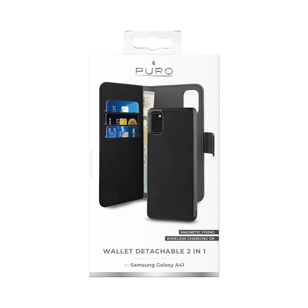 Hurtownia GSM - Etui PURO Wallet Detachable 2w1 Samsung Galaxy A41 (černý) - PUR256BLK - {ean13} - Hurt