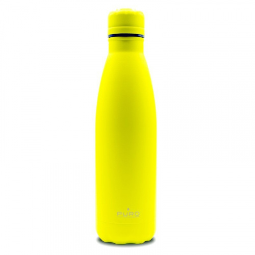 Puro Distributor - 8033830290862 - PUR262YEL - PURO ICON Fluo Thermal Stainless Steel Water Bottle 500ml (Yellow) (Powder Coating) - B2B homescreen