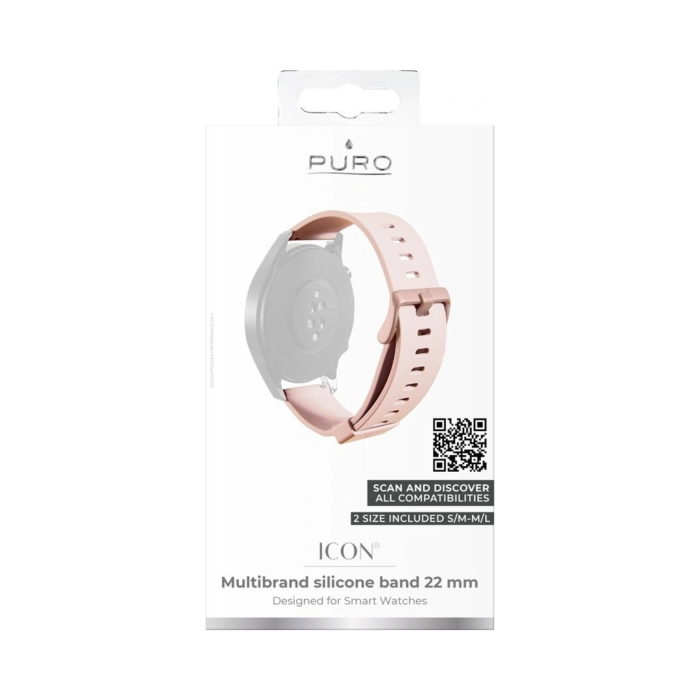 Hurtownia GSM - Univerzální pásek smartwatch PURO ICON Multibrand Wristband 22mm (S/M & M/L) (pískově růžový) - PUR274PNK - {ean13} - Hurt