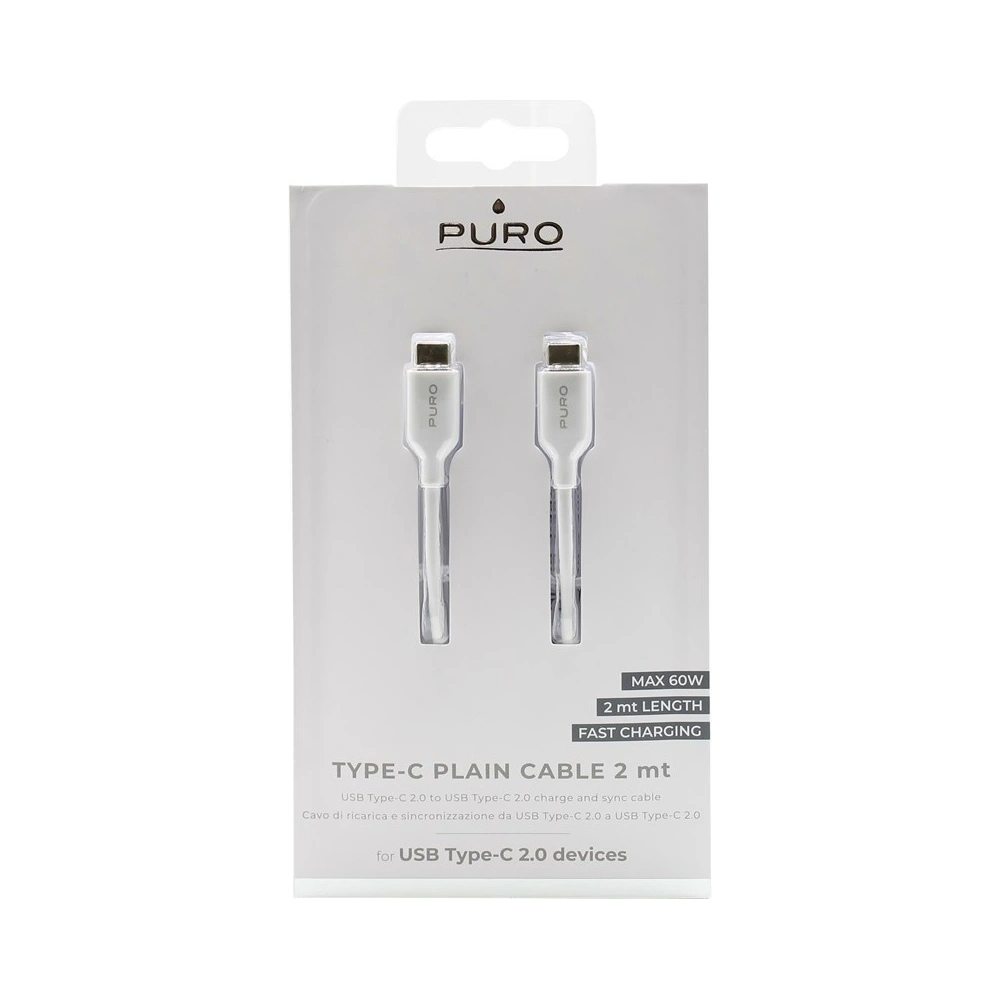 Hurtownia GSM - Kabel PURO Fast Charging Plain Type-C Cable, 2A, 60W, 2m (bílý) - PUR297WHT - {ean13} - Hurt