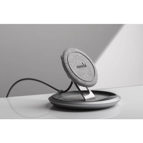 Bezprzewodowa ładowarka indukcyjna Moshi Lounge Q Wireless Charging Stand do iPhone i Android 15W (Nordic Gray)