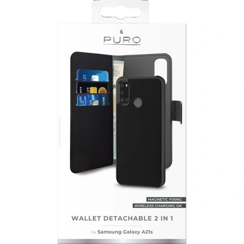 Etui PURO Wallet Detachable 2w1 Samsung Galaxy A21s (czarny)