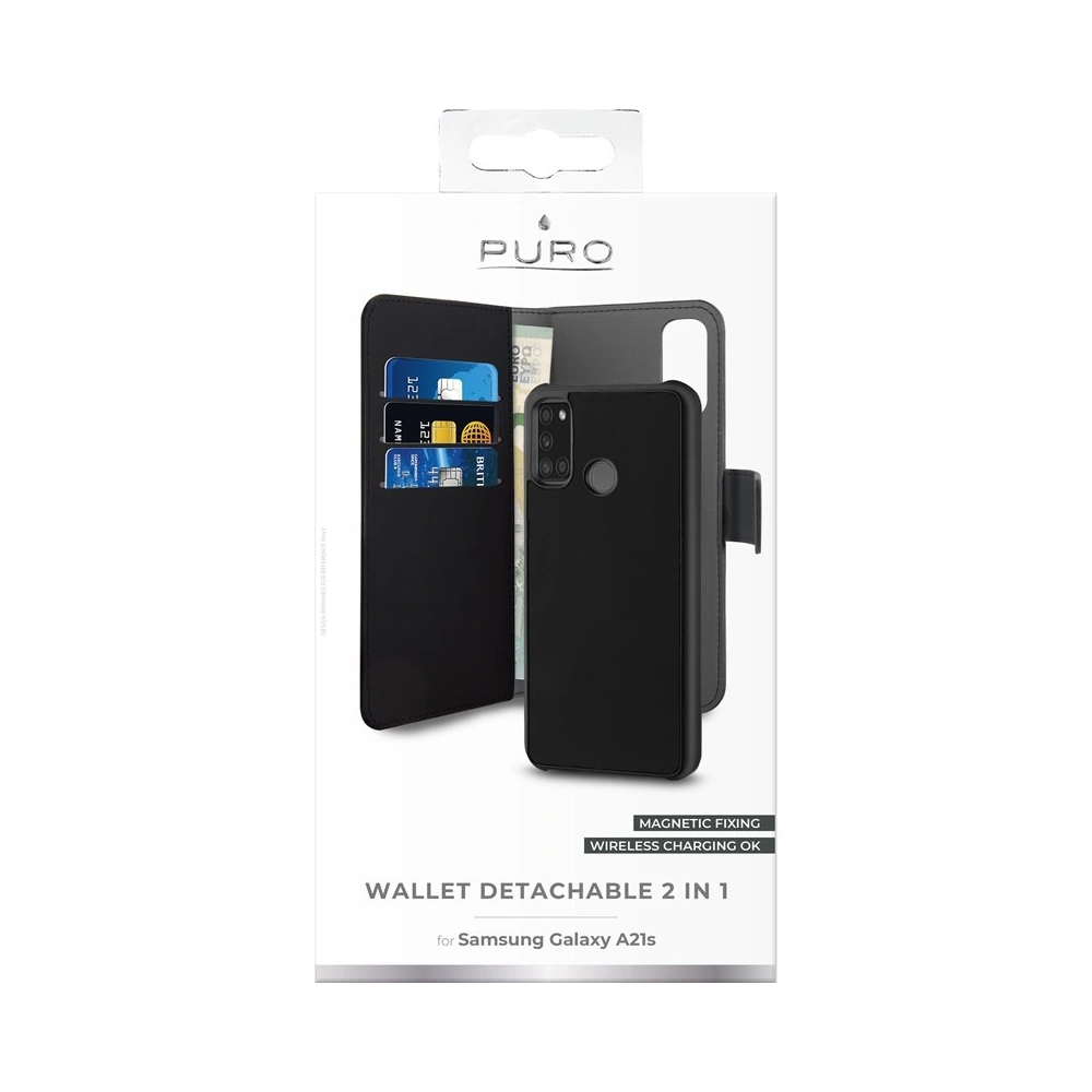 Hurtownia GSM - Etui PURO Wallet Detachable 2w1 Samsung Galaxy A21s (černý) - PUR318BLK - {ean13} - Hurt