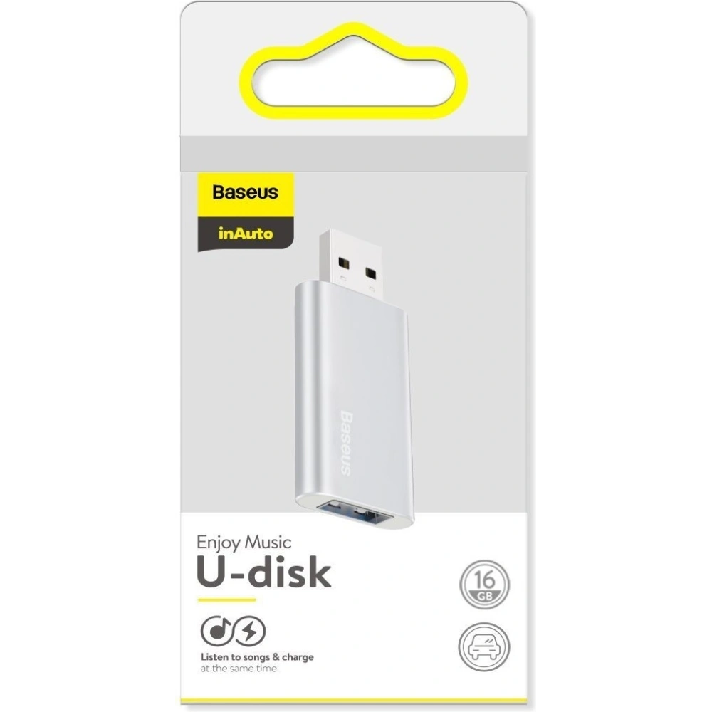 Wholesale Baseus USB Flash Drive 16GB with USB charger for laptop, computer and car (silver) - BSU1568SLV - {ean13} - Hurt