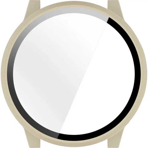 Etui ze szkłem do zegarka Bizon Case+Glass Watch do Garmin Venu 4 41mm beżowe
