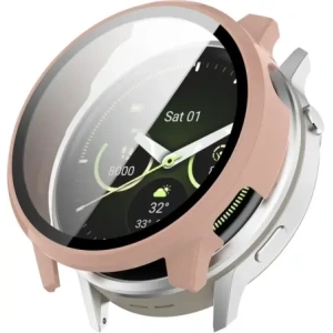 Etui ze szkłem do zegarka Bizon Case+Glass Watch do Garmin Venu 4 41mm różowe