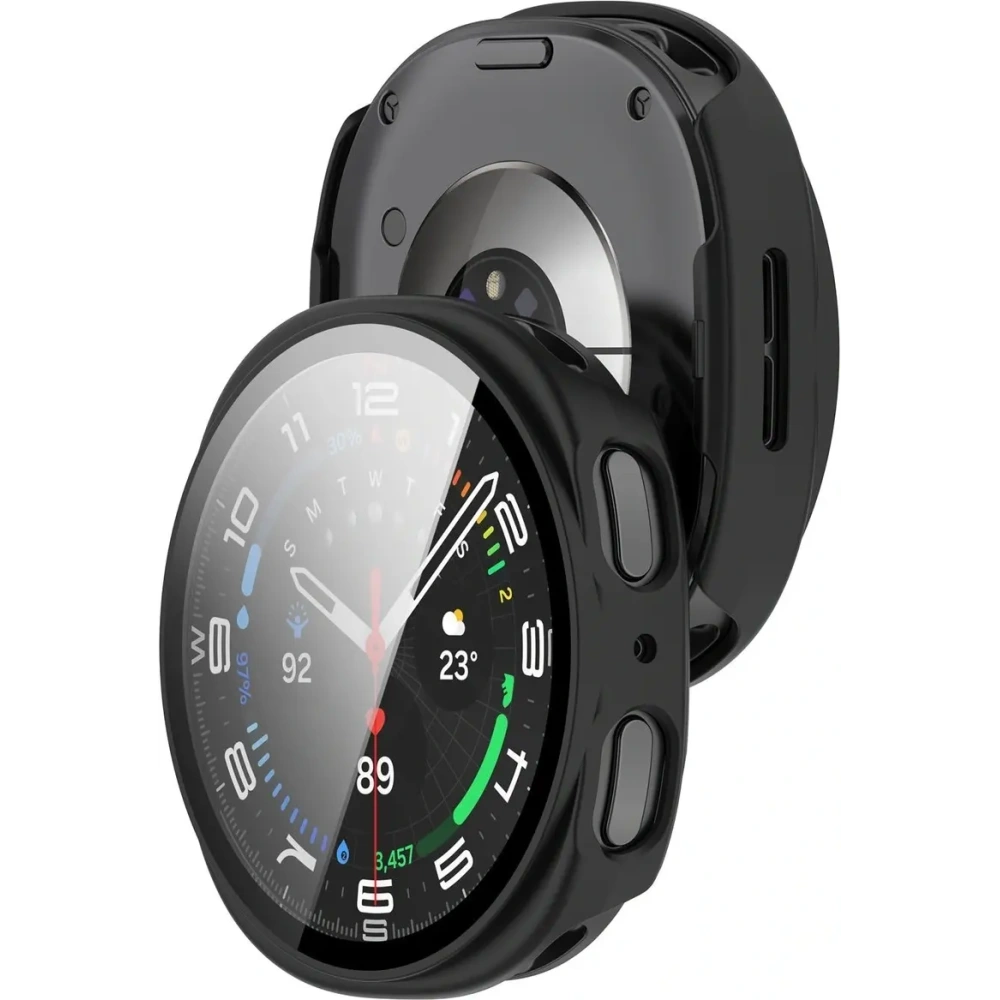 Etui ze szkłem do zegarka Bizon Case+Glass Watch do Samsung Galaxy Watch 8 40mm matowe czarne